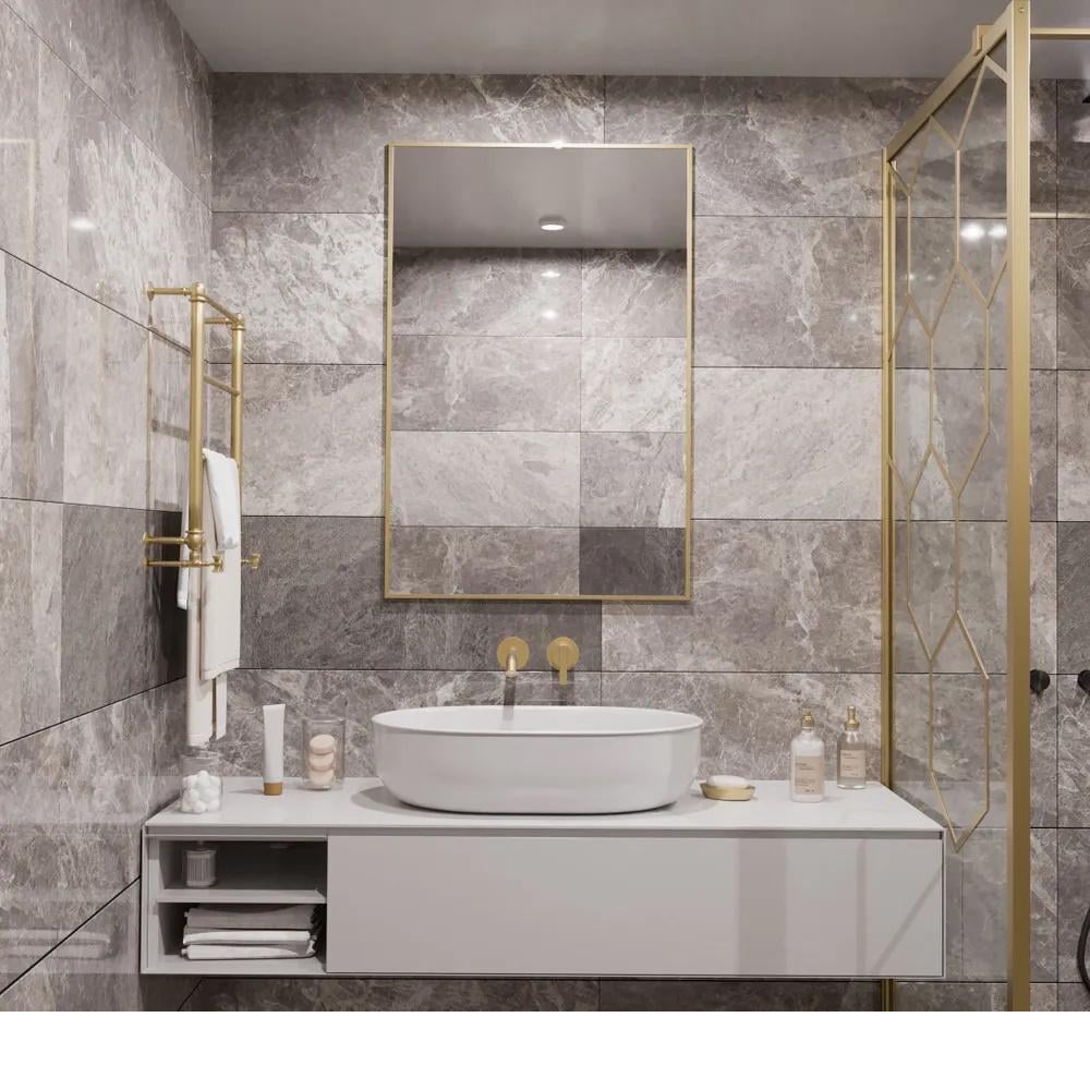 Зеркало в алюминиевой раме Melaniya 450x385x20 мм Gold (14276698)