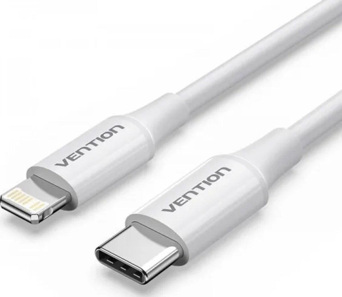 Кабель Vention USB2.0 Type-C Male to Lightning 3A 1 м White (611031)