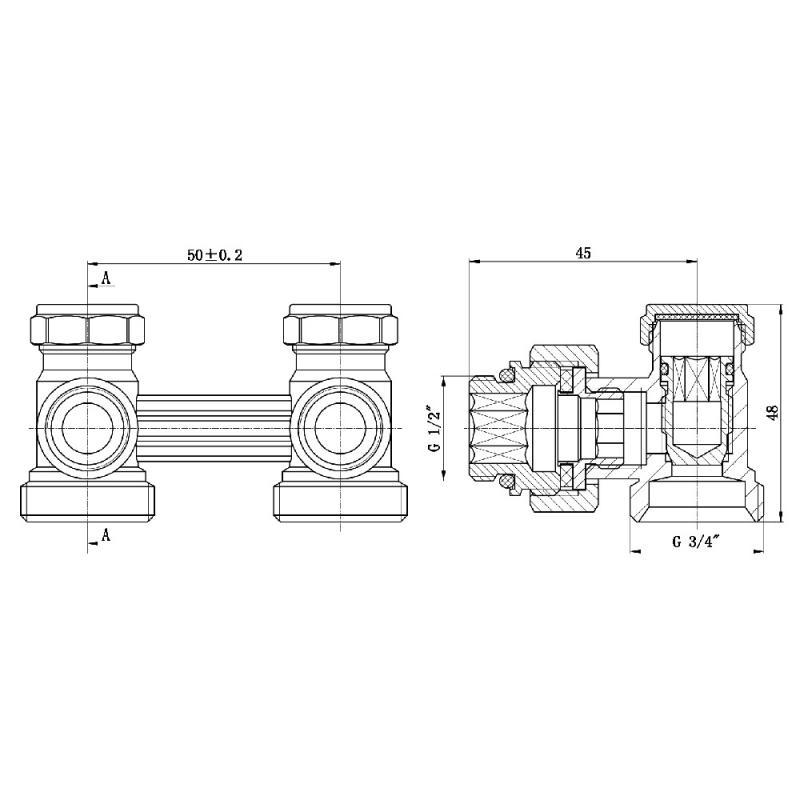 Кран буксовый SD Forte 3/4"х1/2" для радиатора нижний угловой (SF252W15) - фото 2