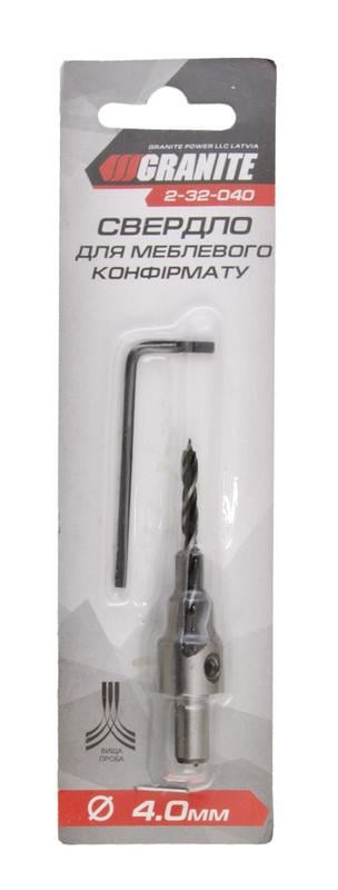Свердло для меблевого конфірмату Granite 4,0 мм (2-32-040) - фото 2