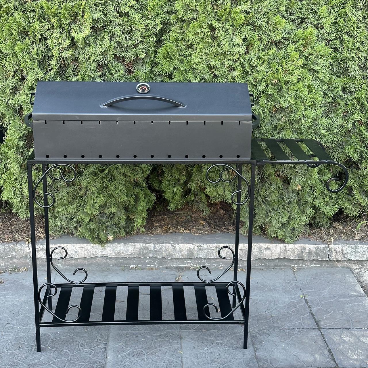 Мангал-барбекю Metalzavod Гефест на 12 шампурів 3 мм на дровниці 132,5х36,5х106,5 см (MBD12-3) - фото 3