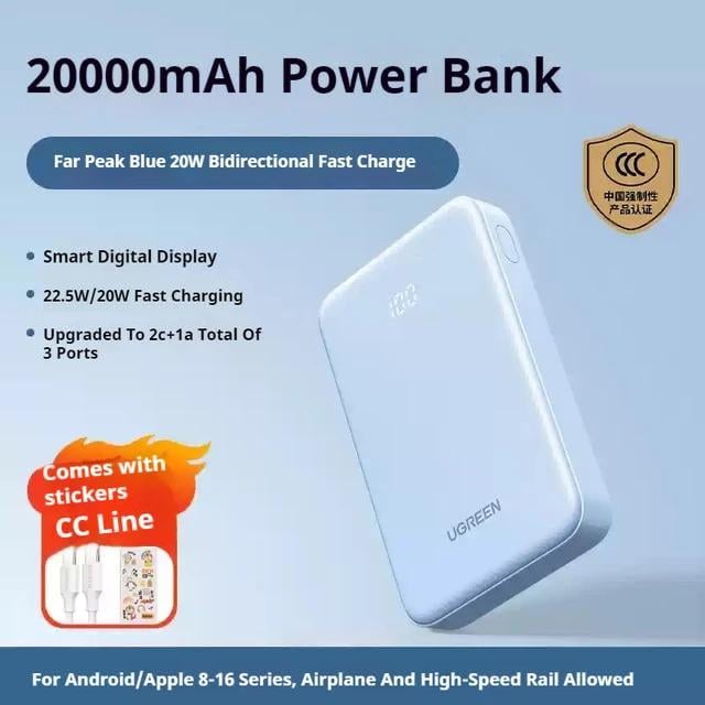 Повербанк Ugreen PB508 20000 mAh 22,5 Вт з швидкою зарядкою Блакитний (37927) - фото 2