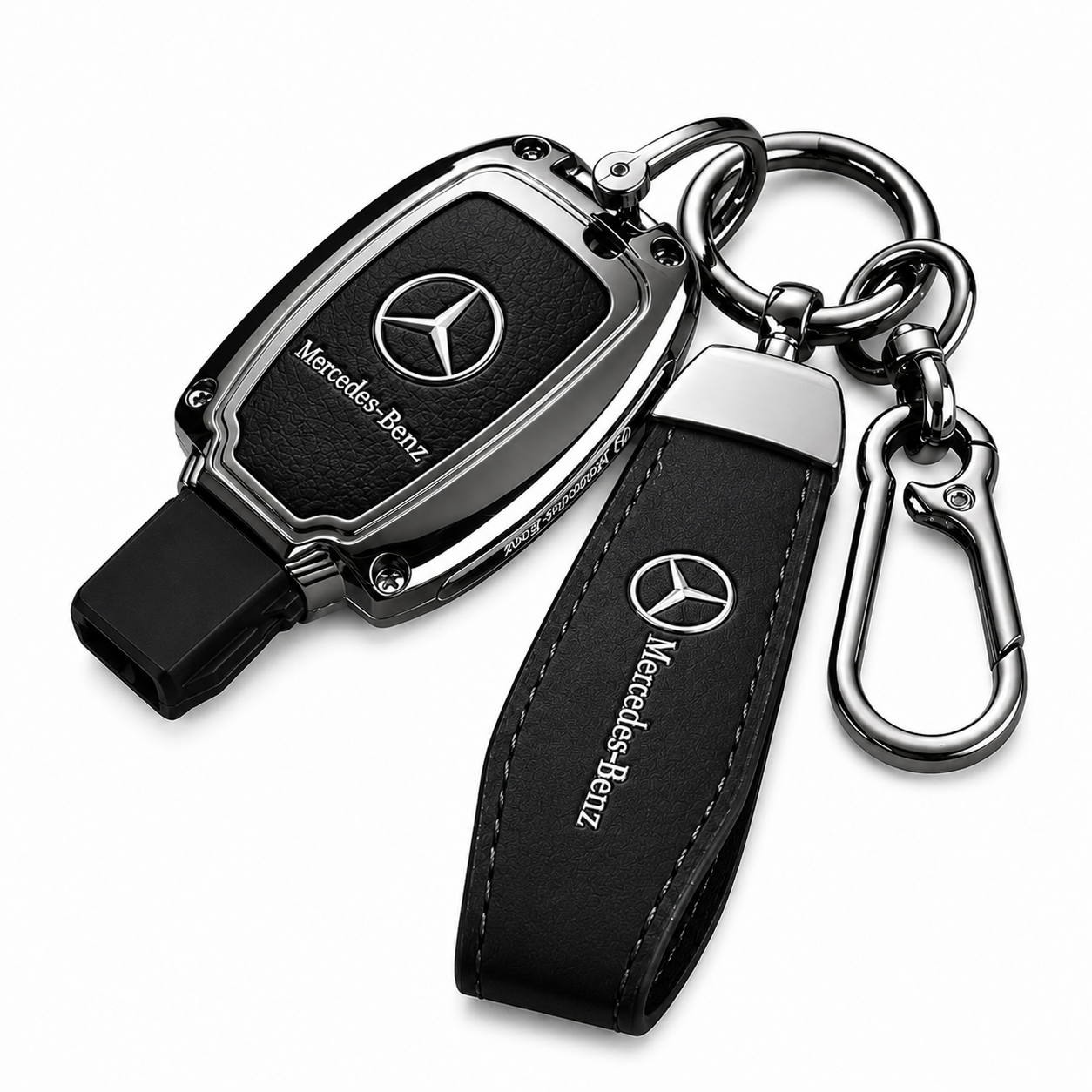Чехол для автомобильного ключа металлический Mercedes-Benz Черный графит (1530)