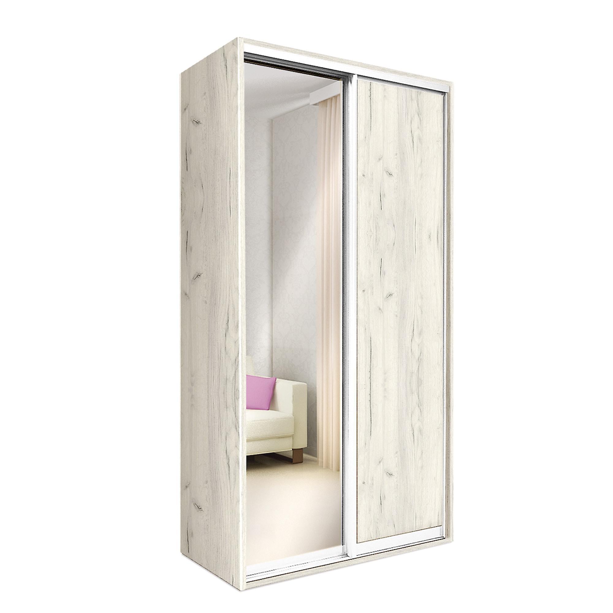Шкаф-купе МФ Модерн двухдверный/односекционный ЛДСП с зеркалом 120х60х240 см Дуб крафт белый