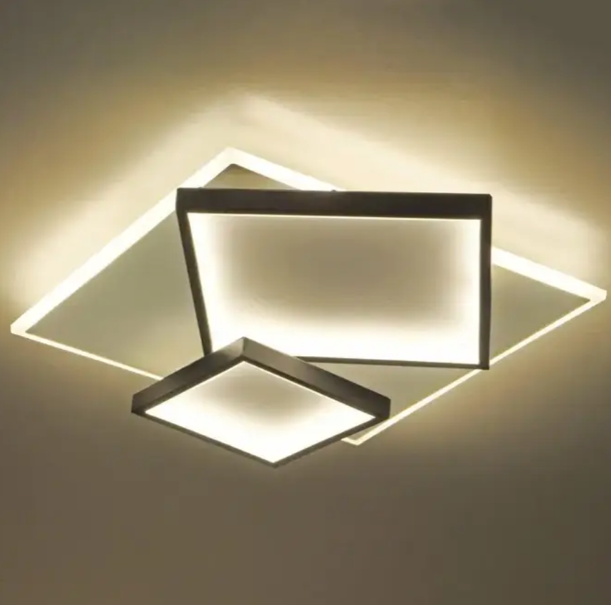 Люстра LED Sirius на три квадратні плафони 3000-6500К 108W Чорний/Білий (Ш 77768/500*500 WT+BK)