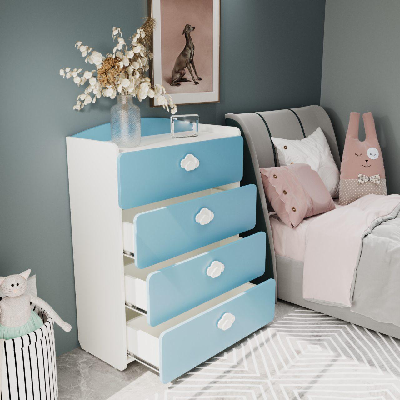 Комод Win Меблі Sunshine МДФ RAL 9003 матовий білий/RAL 5024 блакитний (27766429) - фото 3 Комод Win Меблі Sunshine МДФ RAL 9003 матовий білий/RAL 5024 блакитний (27766429) - фото 3