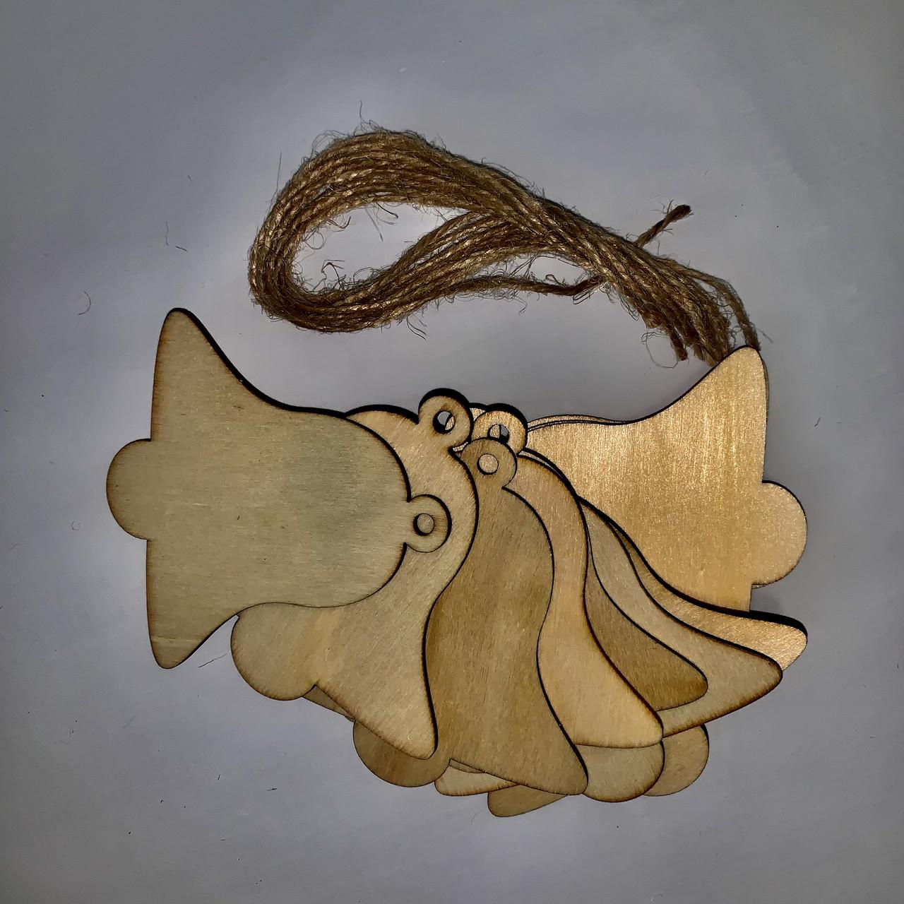 Набор деревянных украшений Колокольчики на елку с веревками 10 шт. (23705440) - фото 3