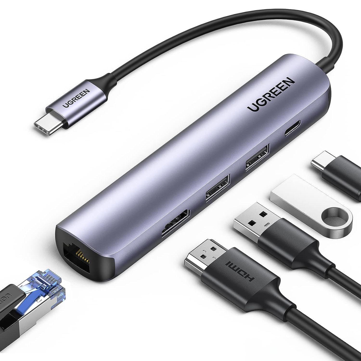 USB-хаб UGREEN Type-C-2x USB 3.0/5 Гбіт/с HDMI 4K 60Hz/RJ45 1 Гбіт/с Type-C PD 100W USB-C Сірий (10919) USB-хаб UGREEN Type-C-2x USB 3.0/5 Гбіт/с HDMI 4K 60Hz/RJ45 1 Гбіт/с Type-C PD 100W USB-C Сірий (10919)