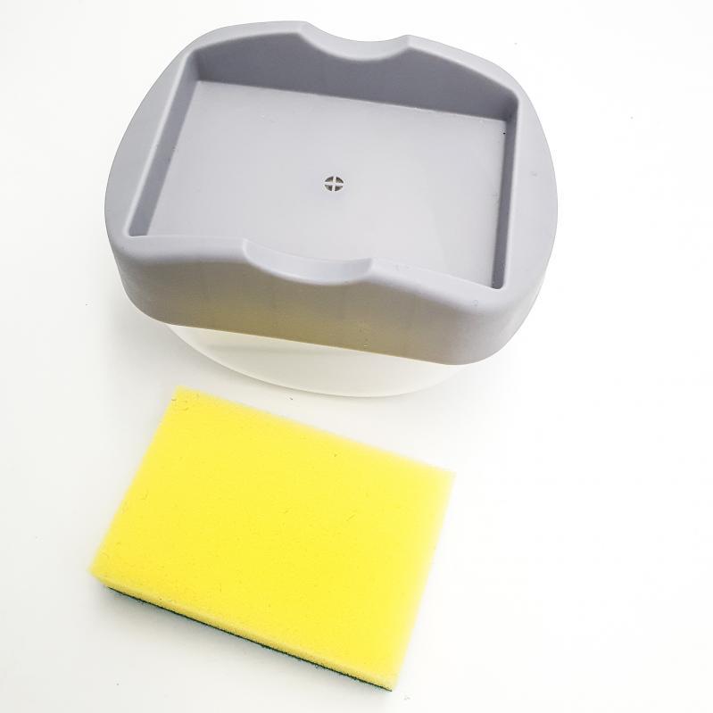 Дозатор нажимной диспенсер для моющего средства с губкой UKC Soap Pump Sponge Caddy Серый