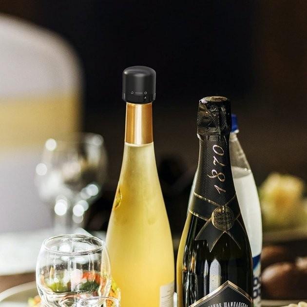 Набір вакуумних корків BottleTool для вина та шампанського з поворотним замком 2 шт. Чорний (BTLT1819) - фото 9