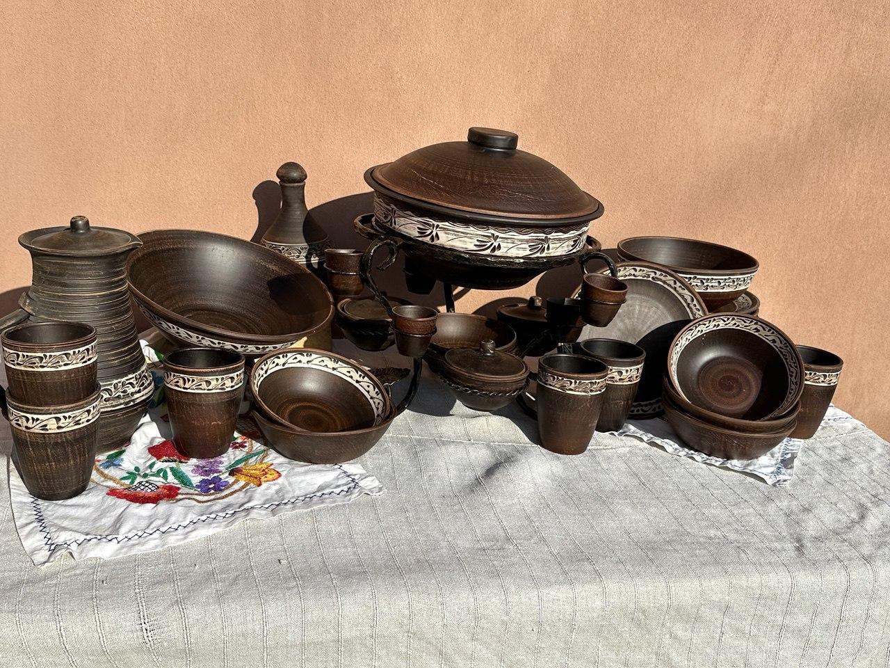 Набір столового посуду із червоної глини Шашличниця ангоб (2559284510) - фото 9