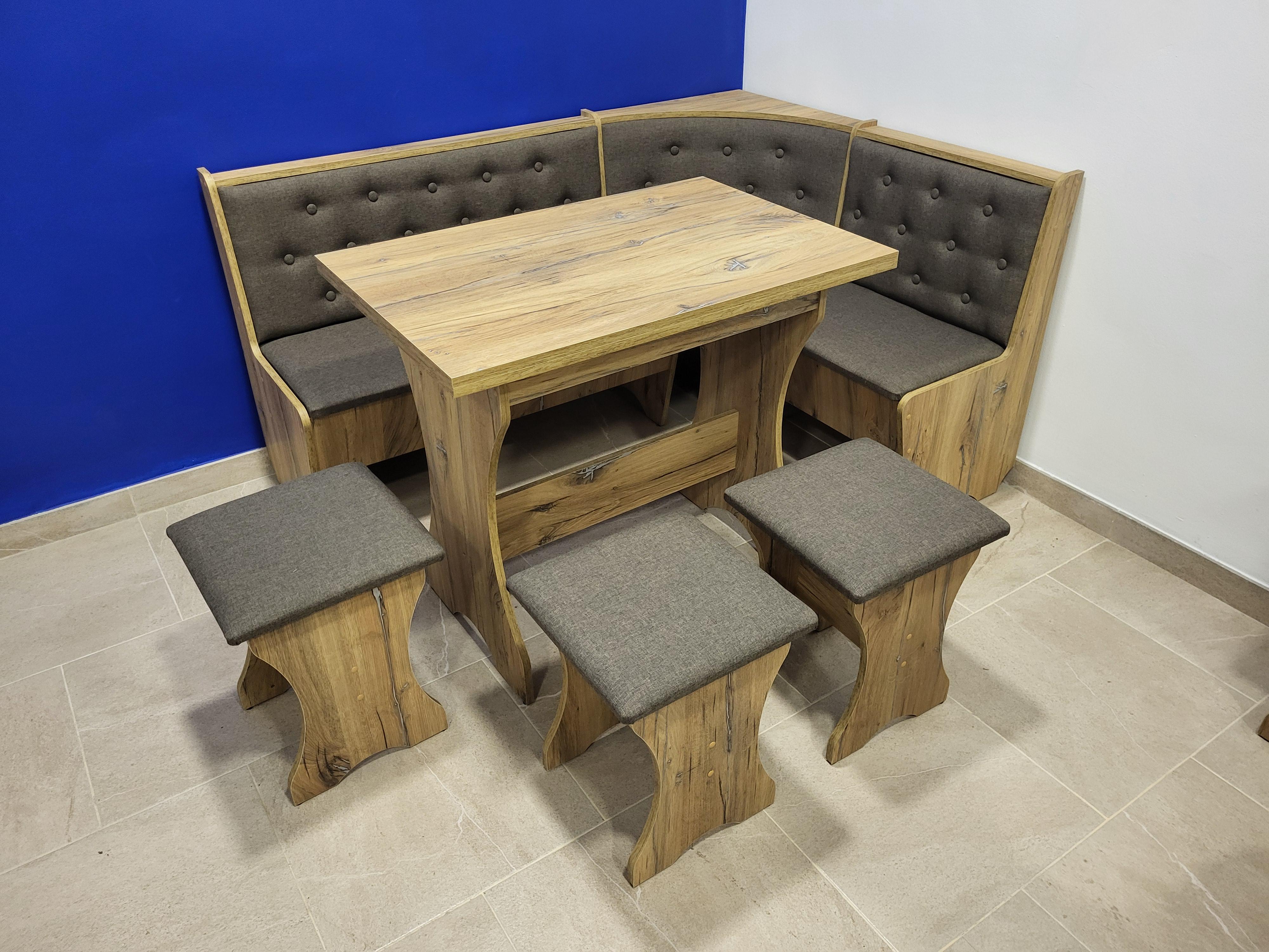 Кухонный уголок Семейный со столом и 3 табурета 113,5х153,5 см Дуб Флагшток/Дорандо (KSTTT-DF-D)