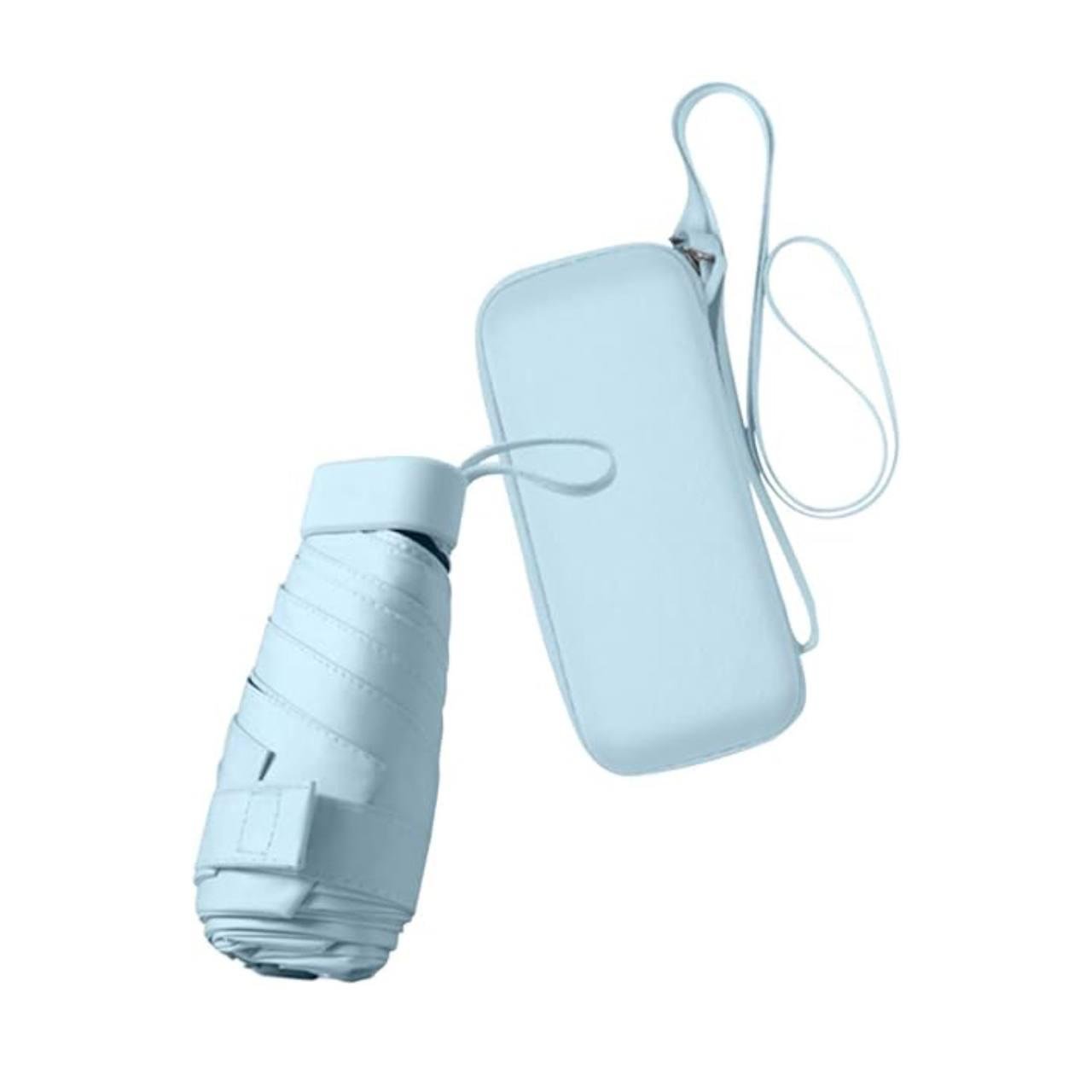 Мини-зонт карманный с футляром и ремешком Голубой (23748704)