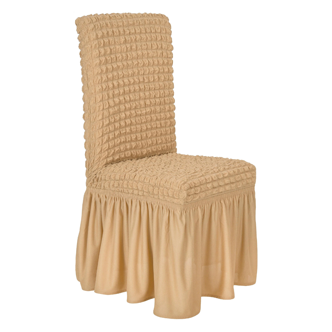 Чехлы с оборкой на стулья Молочный