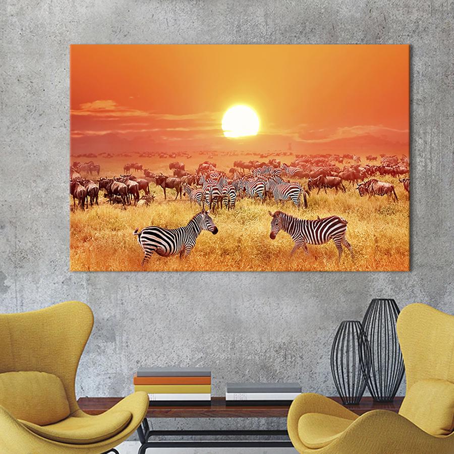 Картина на холсте Зебры и антилопы 51x34 см (190-1)