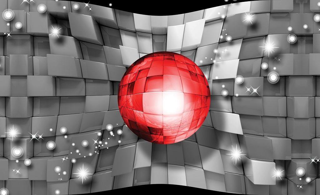 Фотообои 3D флизелиновые 312x219 см Consalnet Красный шар и серые кубы (3702VEXXL)