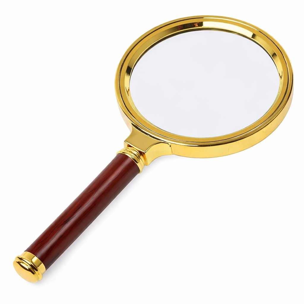 Увеличительное стекло 90 мм 6x с деревянной ручкой (XJ4011)