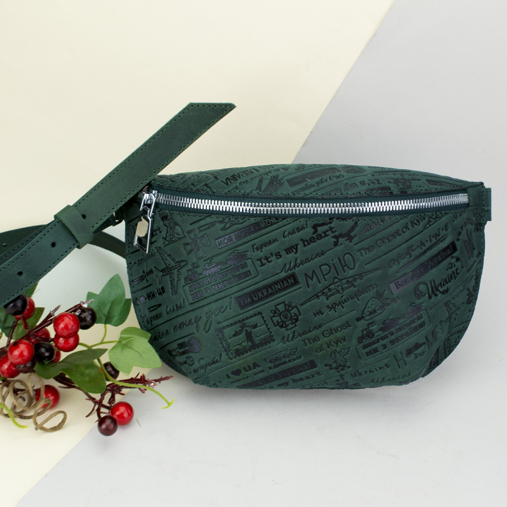 Бананка кожаная Handycover Ukraine через плечо Зеленый Бананка кожаная Handycover Ukraine через плечо Зеленый