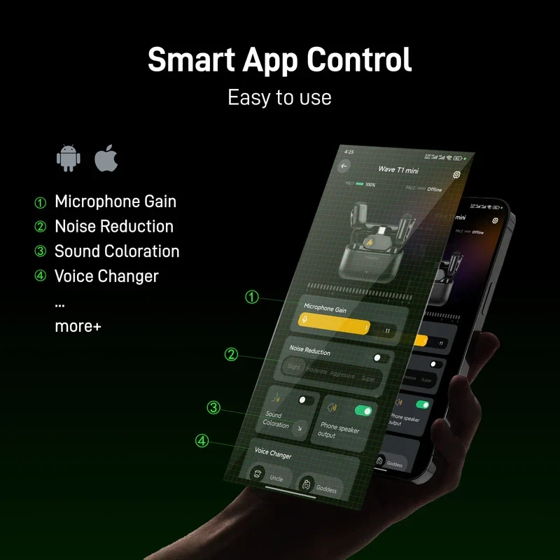 Мікрофон петличний Maono Wave T1 Mini Type-C з перехідником Lightning - фото 6 Мікрофон петличний Maono Wave T1 Mini Type-C з перехідником Lightning - фото 6