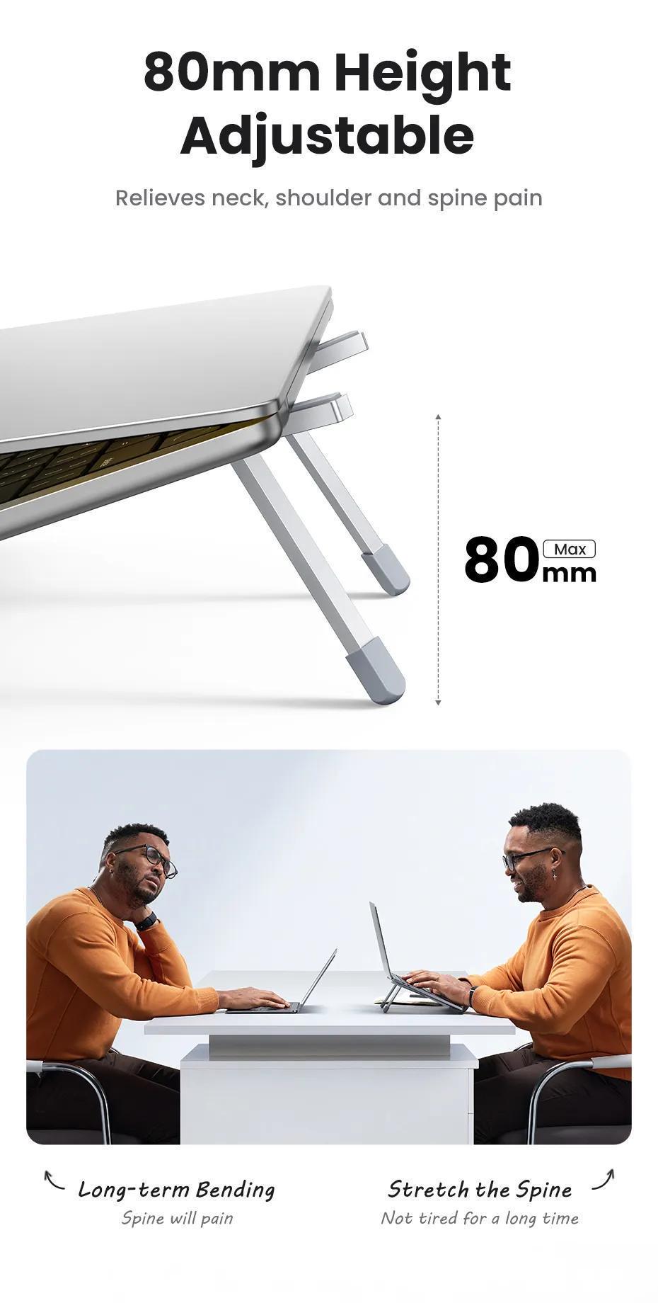 Підставка для ноутбука UGREEN до 17.3" алюмінієва складана легка вентильована Сріблястий (15622) - фото 13