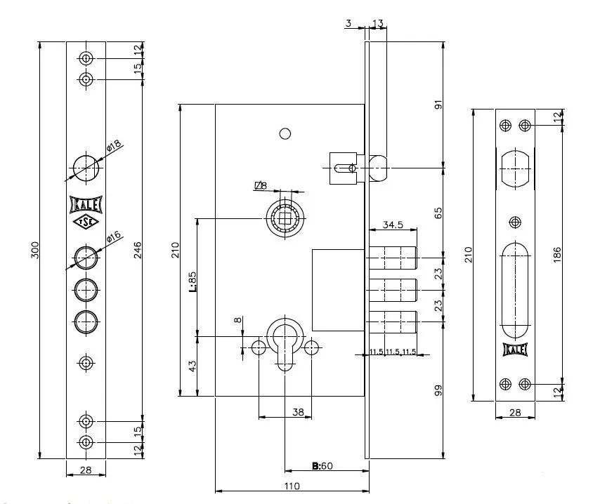 Замок Kale 252R бексет 60 мм (1-30170) - фото 2 Замок Kale 252R бексет 60 мм (1-30170) - фото 2
