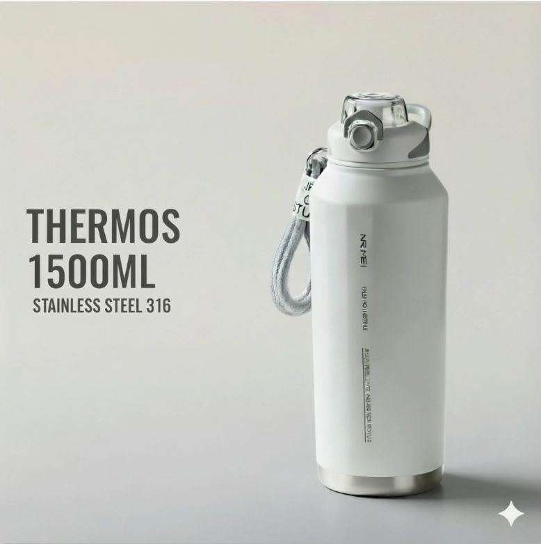 Термос NRMEI з нержавіючої сталі 316 герметичний не містить BPA 1500 мл Білий (2819609357) - фото 3 Термос NRMEI з нержавіючої сталі 316 герметичний не містить BPA 1500 мл Білий (2819609357) - фото 3