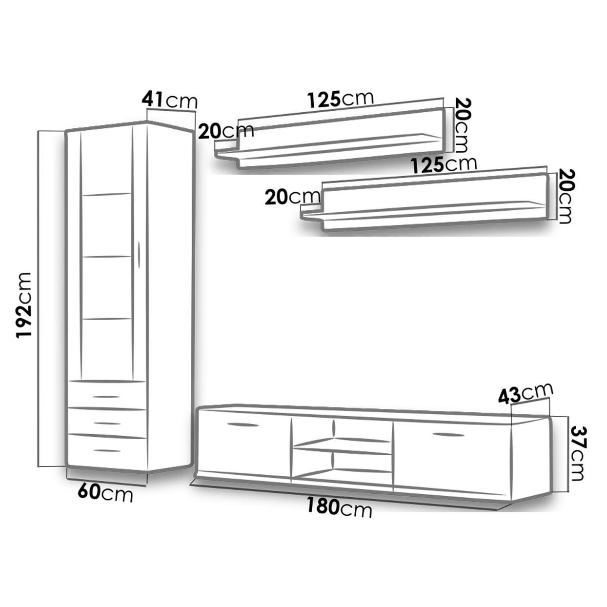 Стенка в гостиную комплект Сama Soho 1 из ламинированной ДСП Черный матовый/Дуб лефкас (22248) - фото 2 Стенка в гостиную комплект Сama Soho 1 из ламинированной ДСП Черный матовый/Дуб лефкас (22248) - фото 2