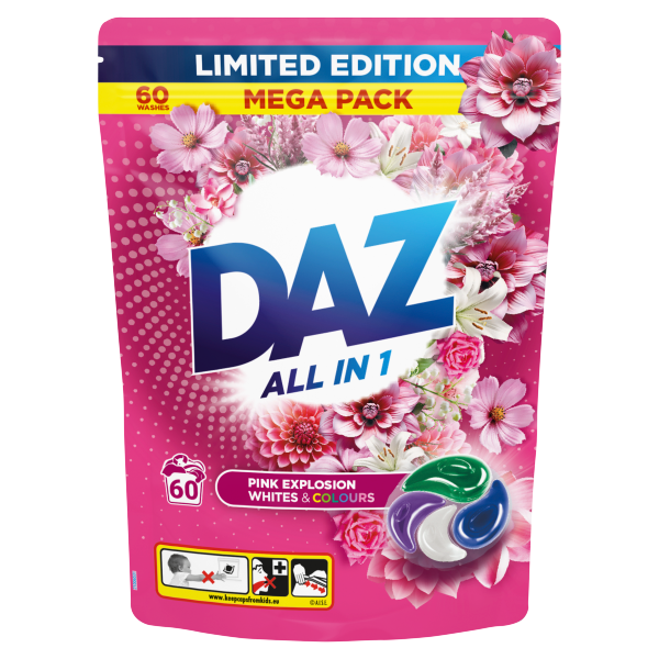 Капсулы для стирки DAZ Laundry Pods Pink Explosion Limited для всех типов тканей 60 шт. Капсулы для стирки DAZ Laundry Pods Pink Explosion Limited для всех типов тканей 60 шт.