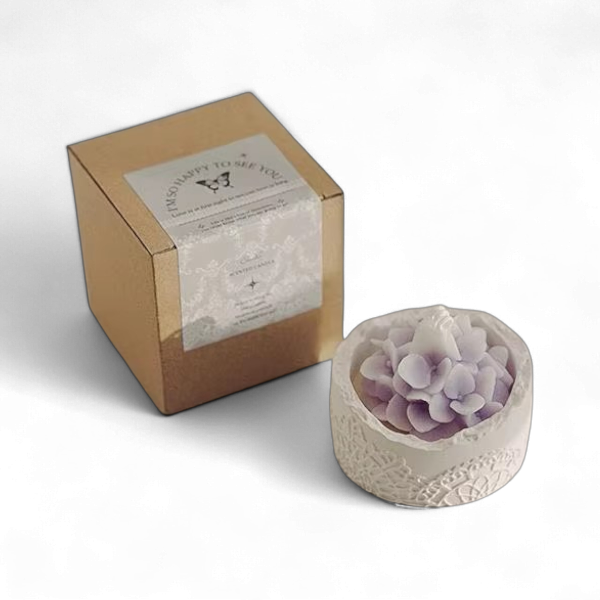 Аромасвеча JYX в гипсовой чаше Гортензия фруктовый аромат в подарочной коробке (0006)