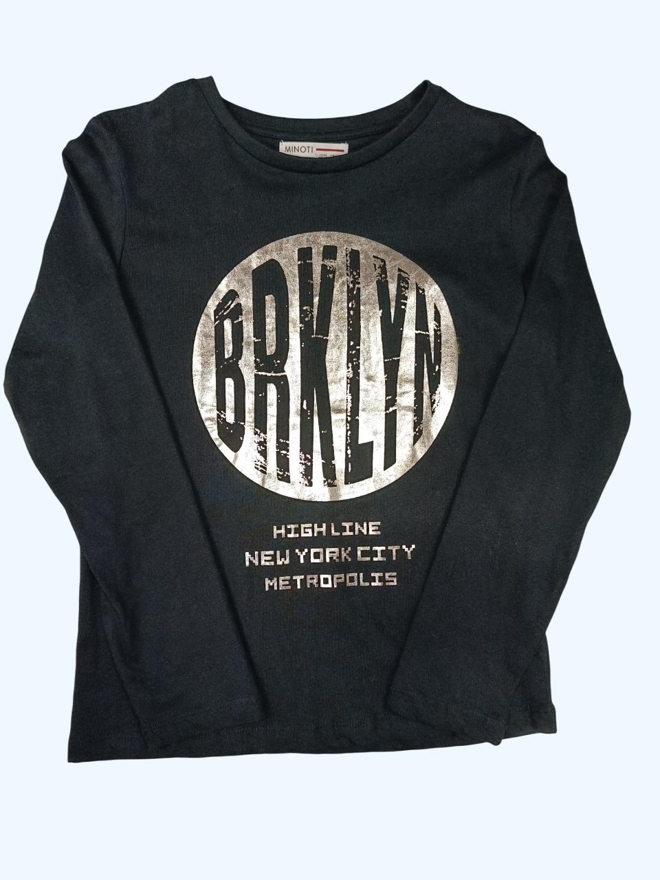 Лонгслів підлітковий для хлопчика Minoti 146 см Чорний (02172)