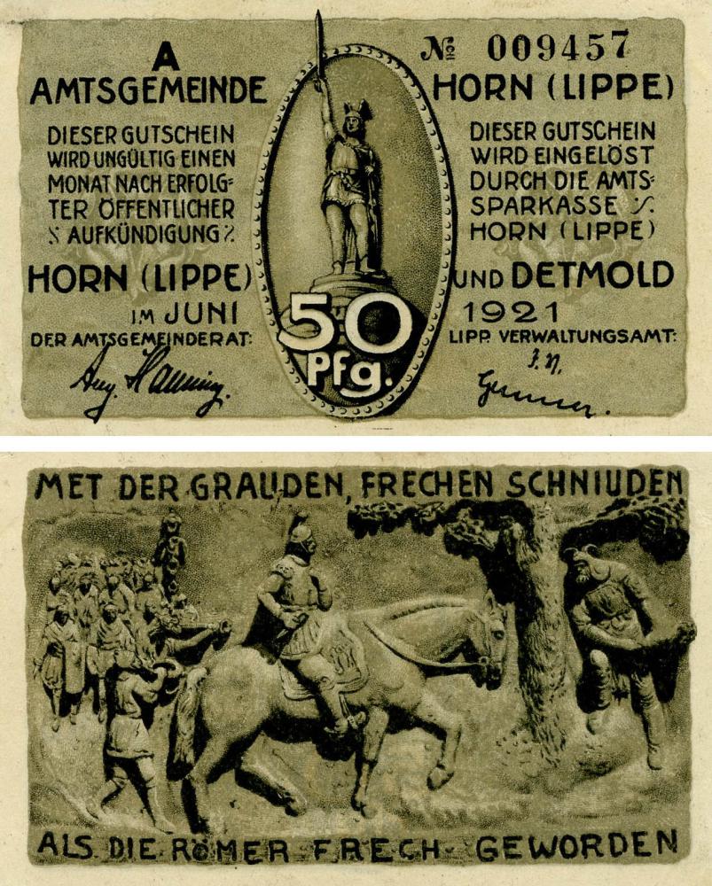 Коллекционная банкнота Германия Нотгельд 50 пфеннигов 1921 F-VF Детмольд (Б18661)