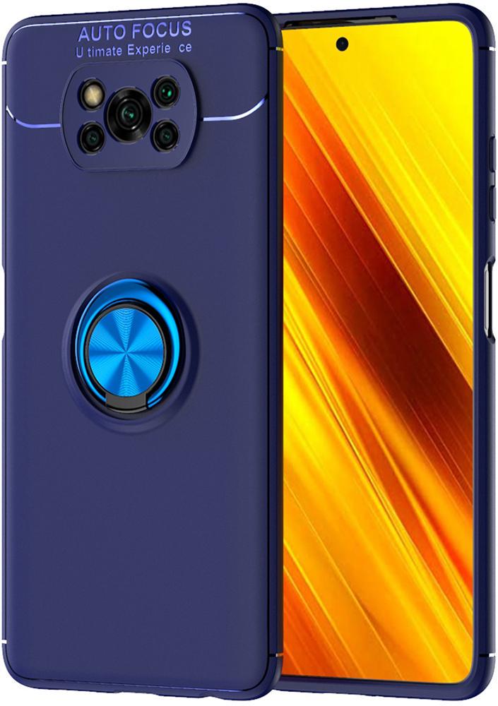 Чехол с кольцом Autofocus для Xiaomi Poco X3 Pro Blue (21006-28)