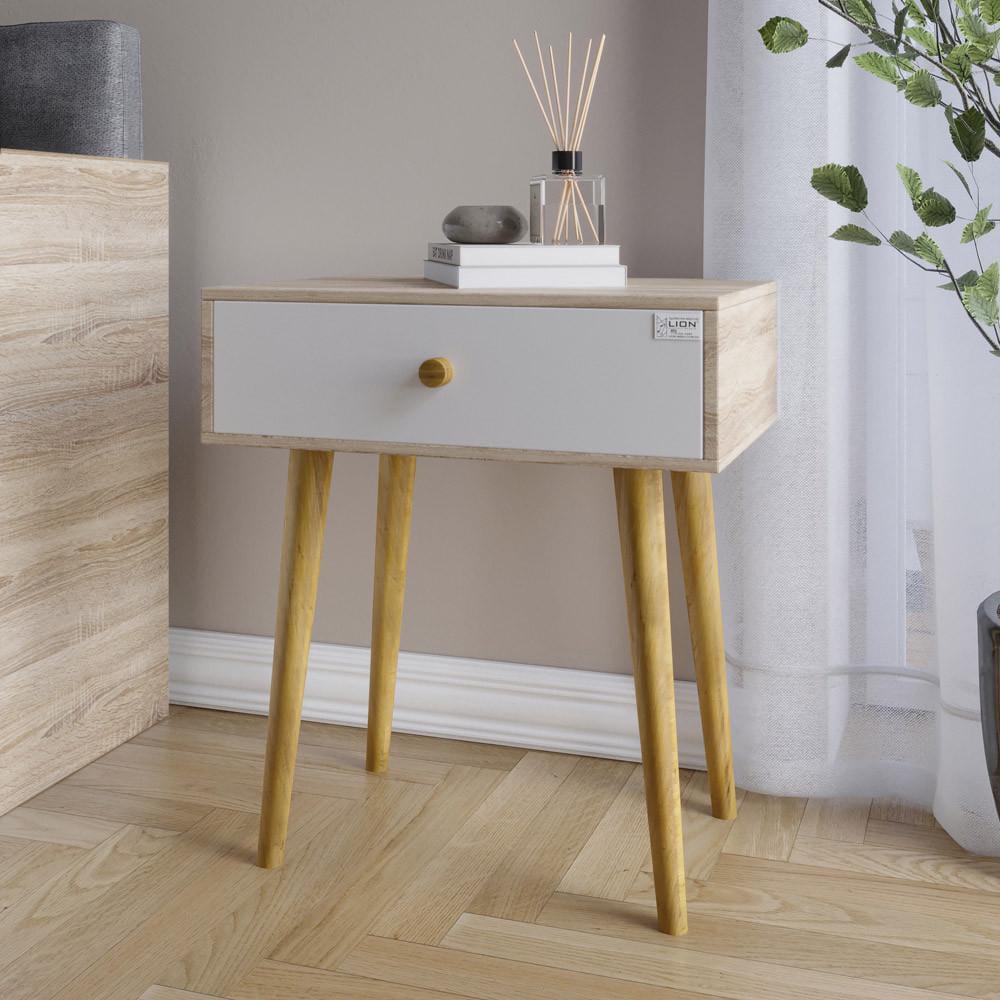 Тумба прикроватная Lion Хьюге-4 Дуб сонома/Нимфея альба (Lion-041027)