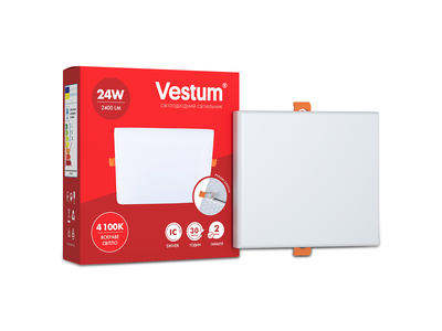 Светильник врезной светодиодный Vestum без рамки квадратный 24W 4100K (1-VS-5607)