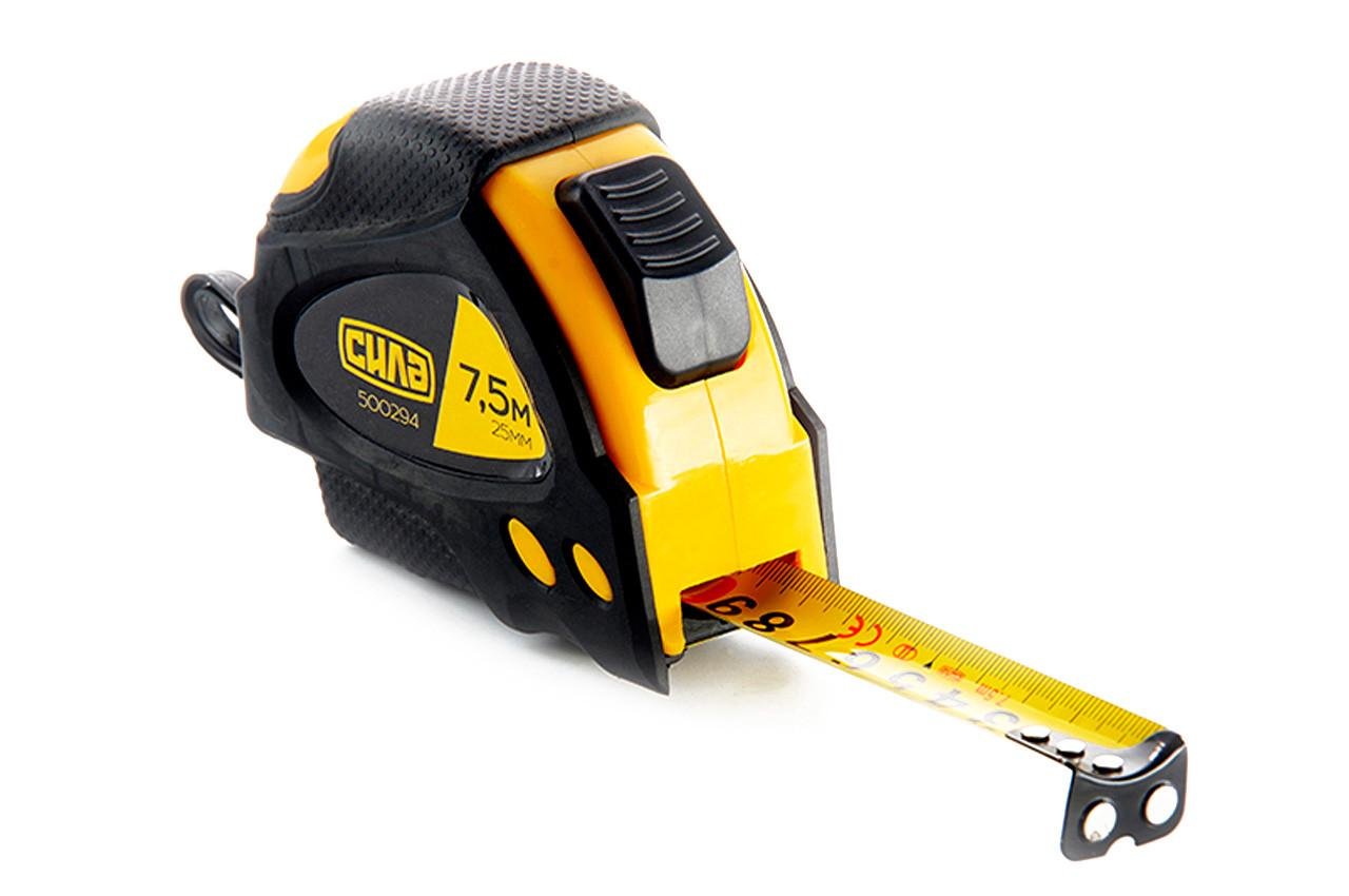 Рулетка Сила 7,5 м x 25 мм супер-магнит резиновая автостоп (500294)