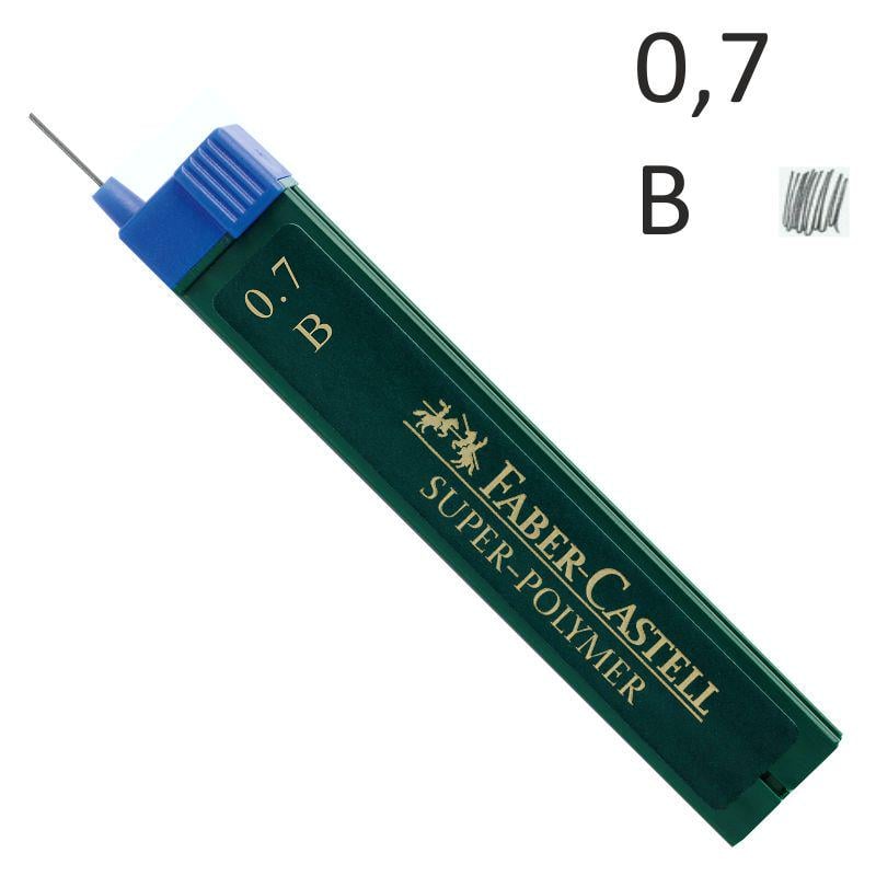 Грифель для механічного олівця Faber-Castell SUPER-POLYMER, 0,7 мм. B, , (120701)