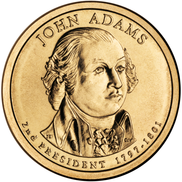Коллекционная монета США 1 доллар 2007 P 2-й Президент Джон Адамс UNC (KM#402)