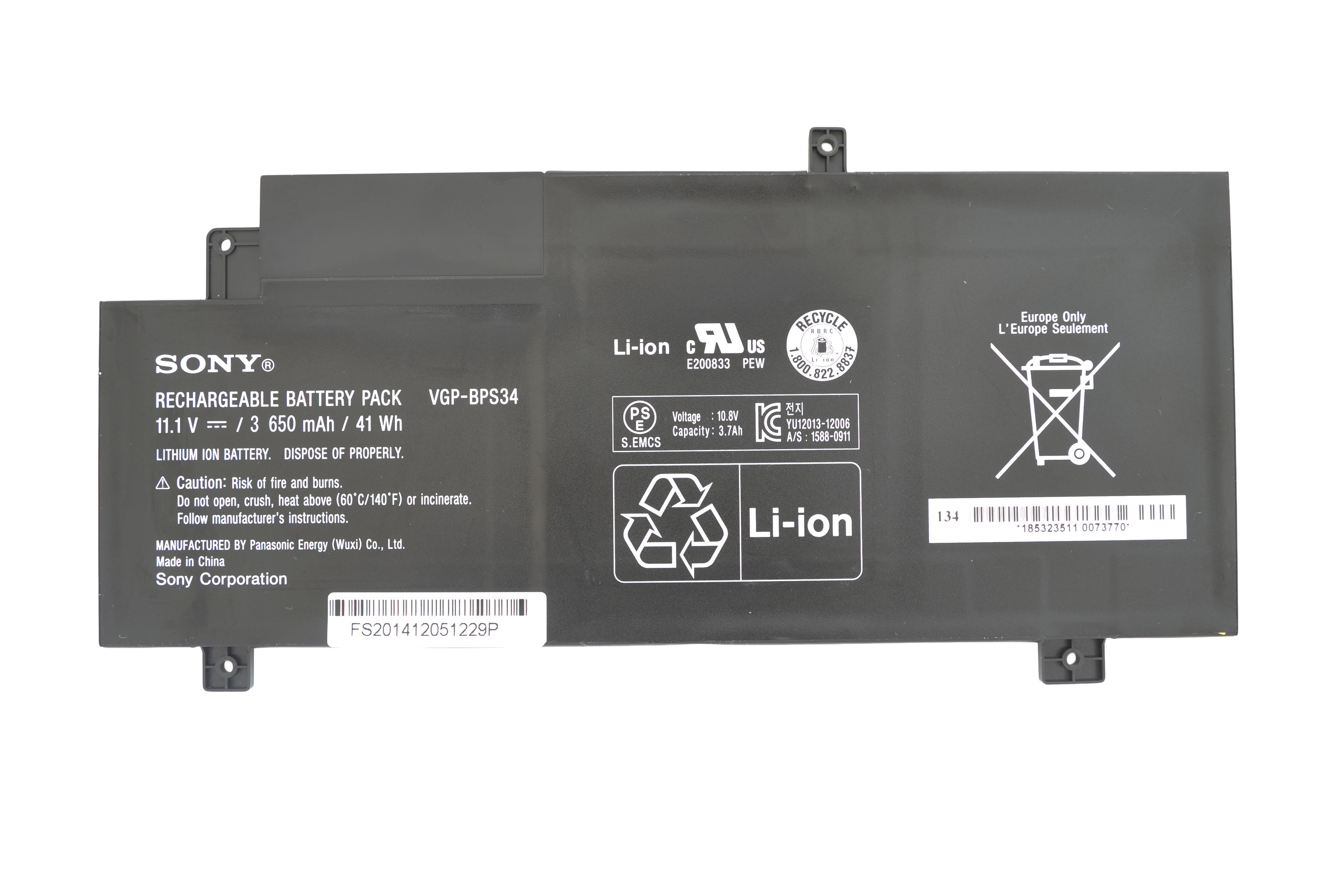 Аккумулятор для ноутбука Sony VGP-BPS34 SVF15A 11,1 V 3650 mAh (017026)