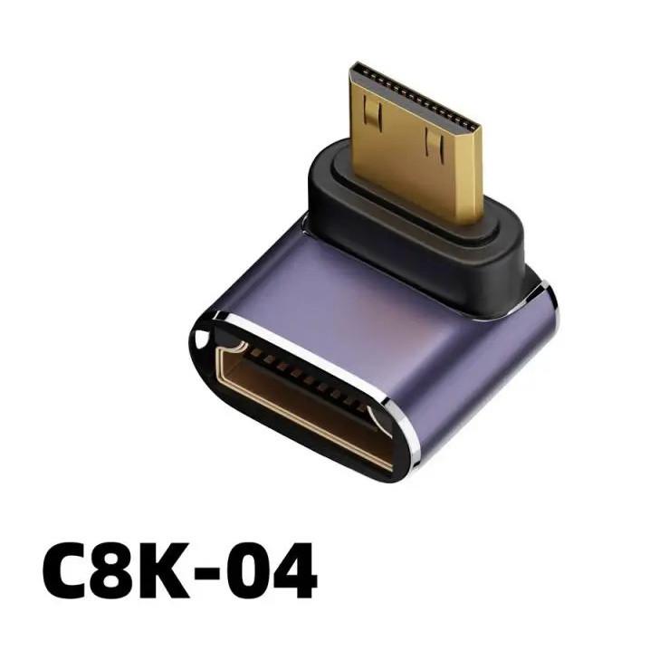 Переходник угловой SUNROZ Mini HDMI-HDMI M/F 8K LED Metal C8K-04 (A48579) - фото 5