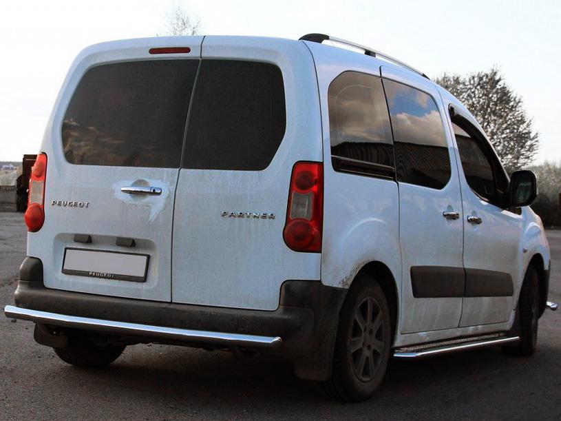 Задняя защита AK002 60 мм CAN для Peugeot Partner Tepee 2008-2018 гг. нержавеющая сталь Хром