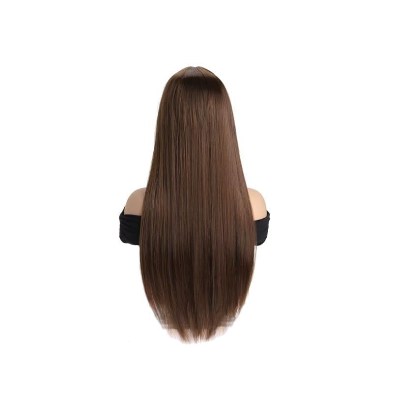 Парик женский прямые волосы из термоволокна на сетке с центральным пробором и челкой 65 см Коричневый (2610823741) Парик женский прямые волосы из термоволокна на сетке с центральным пробором и челкой 65 см Коричневый (2610823741)