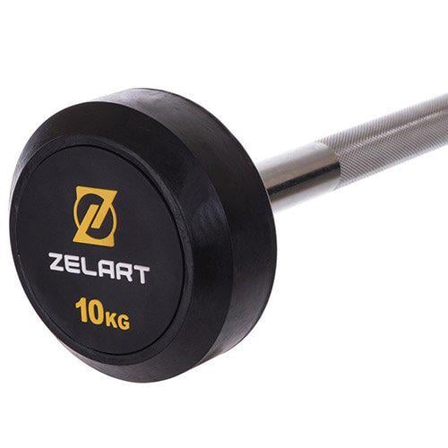 Штанга фиксированная прямая Rubber Coated Barbell Zelart TA-2685 10 кг Черный (58363066) - фото 3