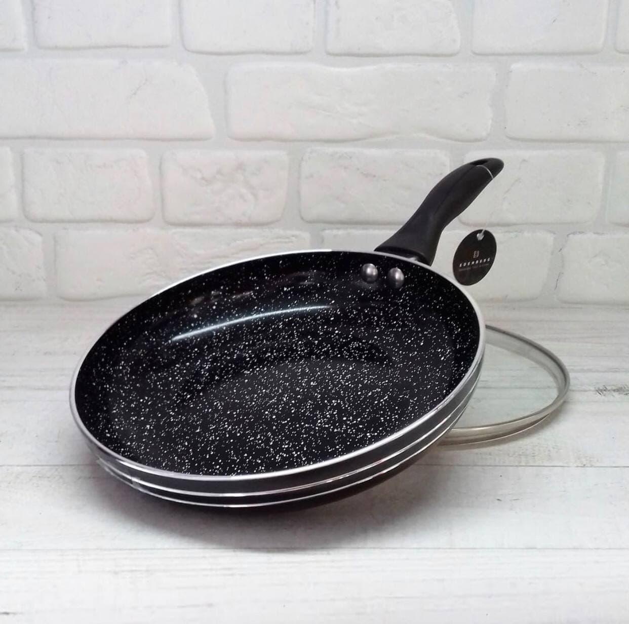 Сковорода з антипригарним мармуровим покриттям Edenberg EB-765 з кришкою 22 см - фото 2 Сковорода з антипригарним мармуровим покриттям Edenberg EB-765 з кришкою 22 см - фото 2