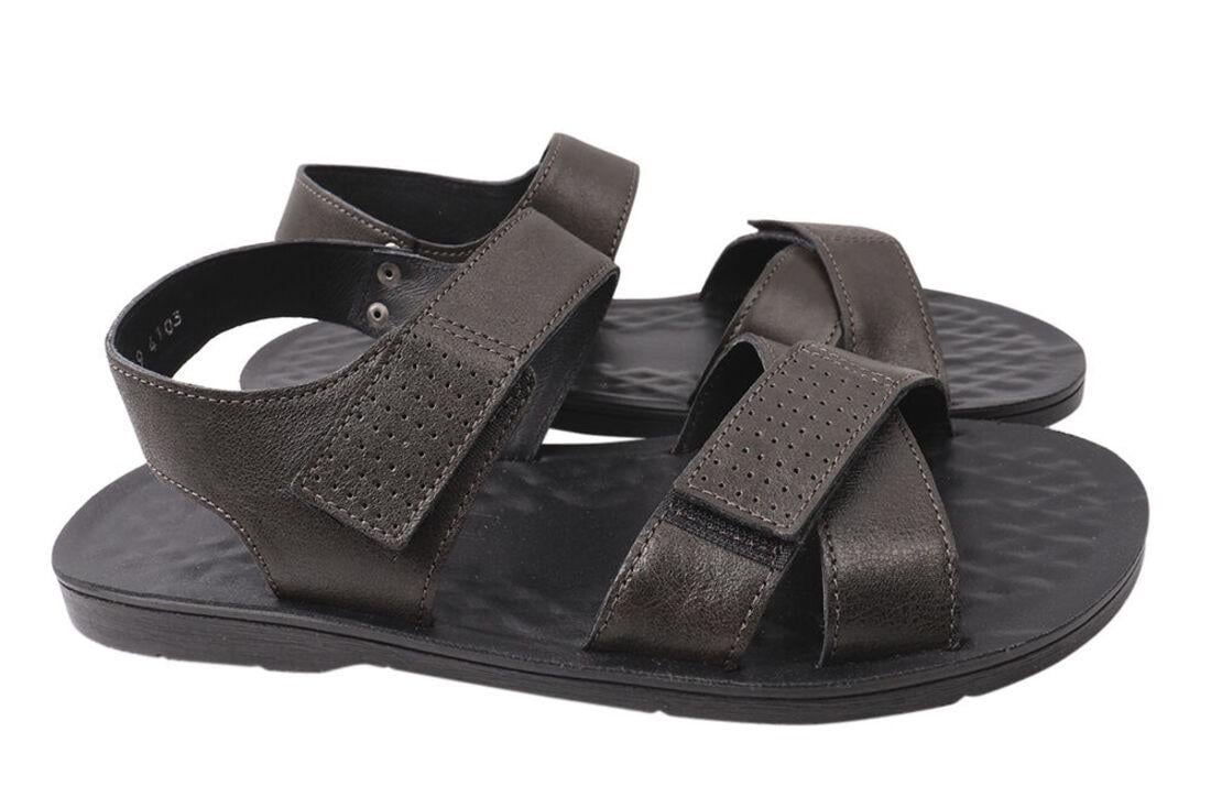 Босоножки мужские Tibet из кожи на низком ходу с открытой пятой р. 41 Черный (121-21LBC)