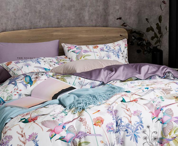 Комплект постільної білизни євро 2 Птахи Фіолетовий - фото 7 Комплект постільної білизни євро 2 Птахи Фіолетовий - фото 7