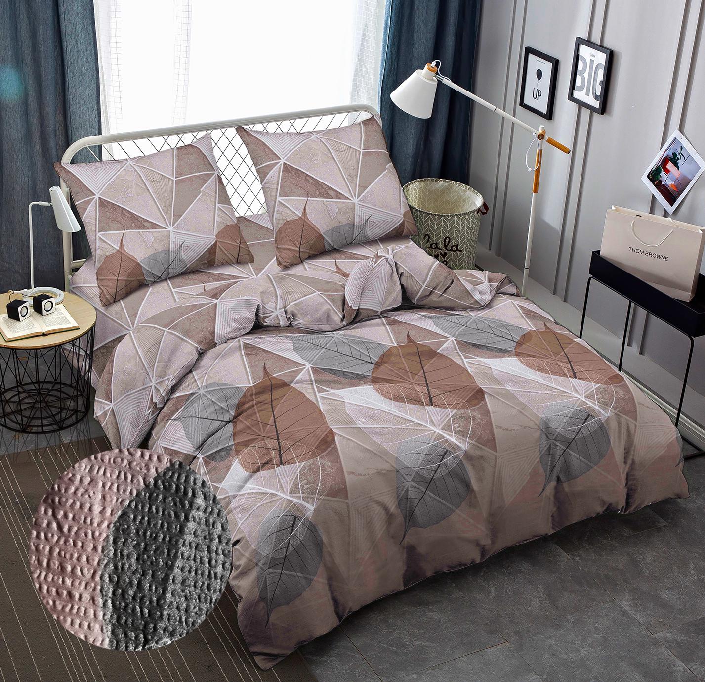 Комплект постельного белья Zastelli J3695-8 Листья на морозе жатка семейная 2х145х210 см Разноцветный (22212)