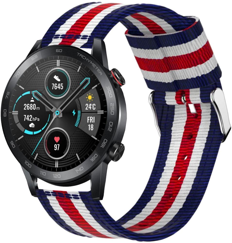 Ремінець тканинний Canvas для Honor Magic Watch 2 46 мм Blue/White/Red (19693)