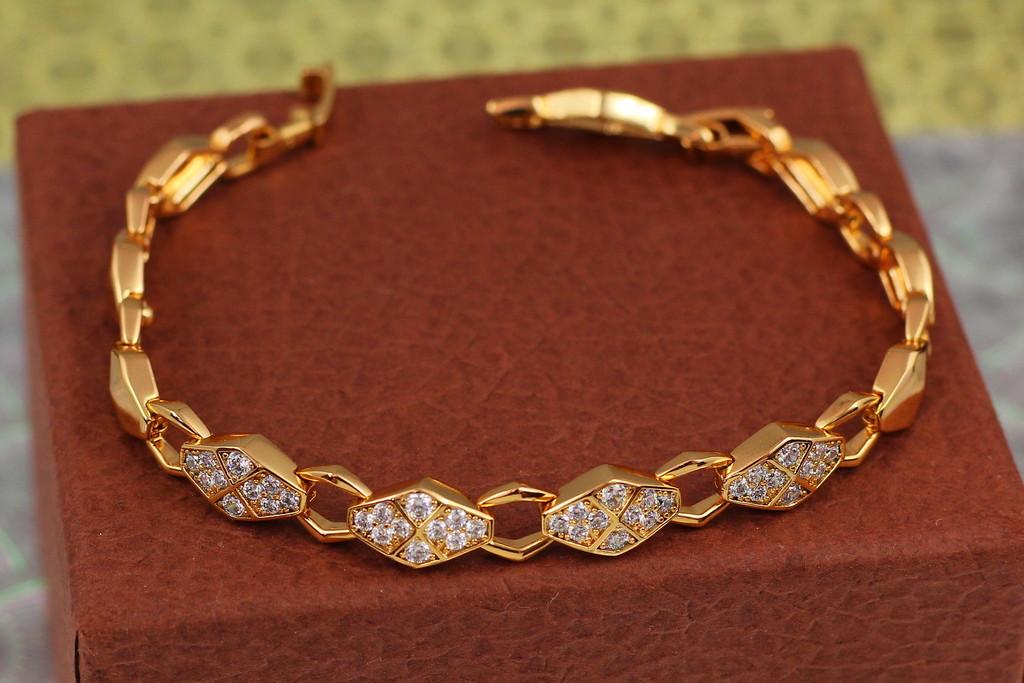 Браслет Xuping Jewelry Ромб кавайи 21,5 см х 8 мм Золотистый (2134044753)