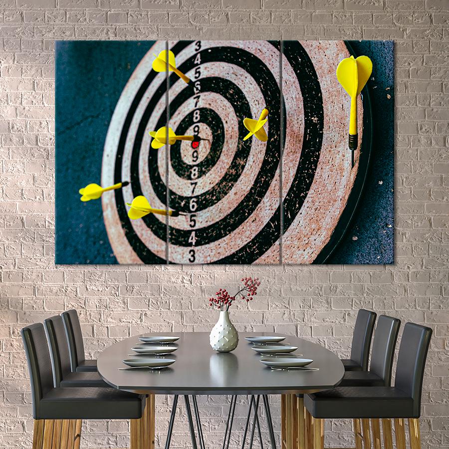 Картина спорт Мишень для дартса на синей стене 78x48 см (A1264-3)