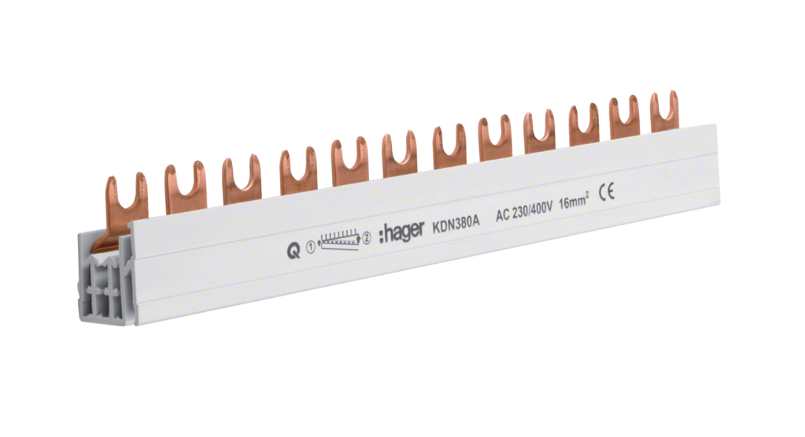 Шина Hager KDN380A фазная 3P 16 кв. мм 12M (000012453)